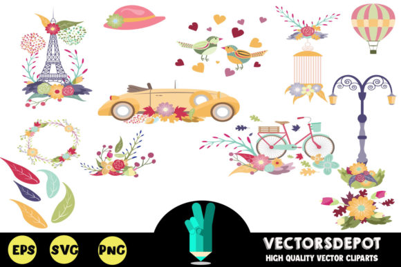 Paris Love for Autumn Clipart: Graphics and Illustrations for Seasonal Design